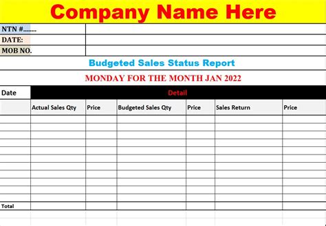 Project Status Report Template Excel