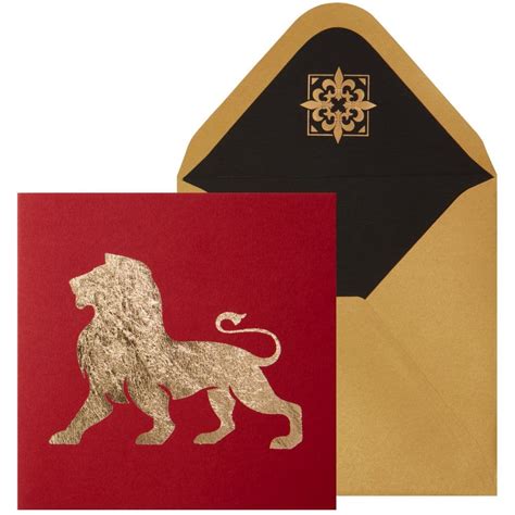 Gold Leaf Lion Greeting Card - Calendars.com