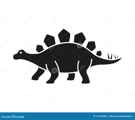 Stegosaurus Vector Silhouette. Dinosaur Stegosaurus Black Silhouette Isolated Stock Vector ...