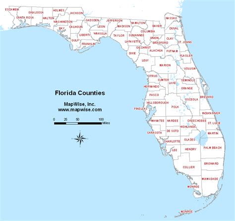 Counties In Florida Map | Color 2018