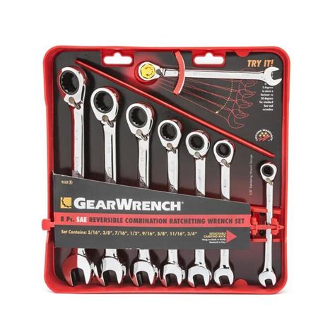 GEARWRENCH 8Pc. Reversible Ratcheting Wrench Set SAE in the Ratchet Wrenches & Sets department ...