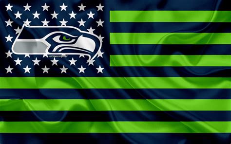 Download wallpapers Seattle Seahawks, American football team, creative American flag, blue green ...