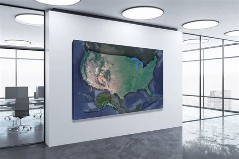 United States Satellite Map, 2022 - Canvas Wrap