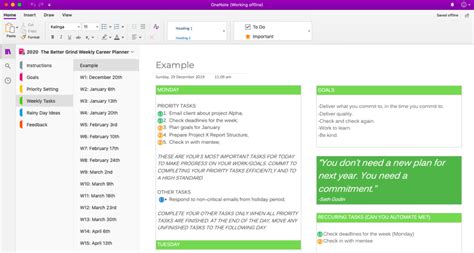 OneNote Planner Template for Professionals - The Better Grind