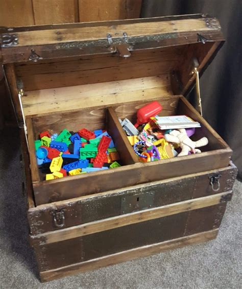 DIY Toy Box Treasure Chest from Antique Steamer Trunk