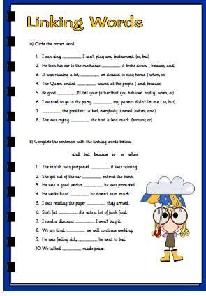 Linking Words Revision Worksheet | Linking words, Connecting words, Word practice