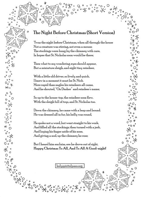 Twas The Night Before Christmas Poem (PDF, Printable)