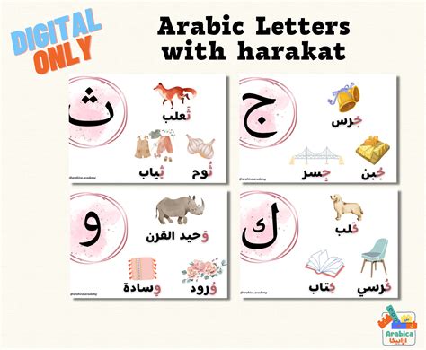 Arabic Letters With Harakat Flashcards Arabic Alphabet Arabic for Kids Arabic Flashcards Arabic ...