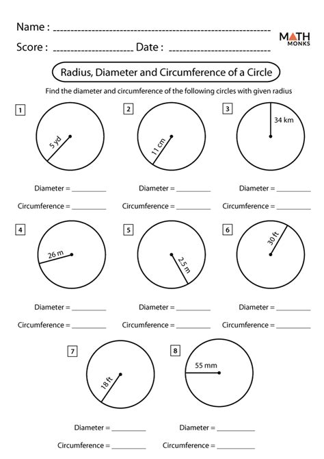 Circumference Of A Circle Practice Worksheet