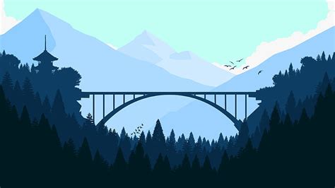 HD wallpaper: bridge, forest, minimalism, minimalist, hd, 4k, artist, artwork | Wallpaper Flare