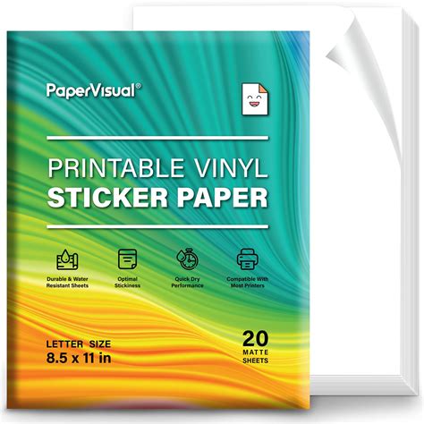 Buy PAPERVISUAL Printable Vinyl Sticker Paper for Inkjet Printer 20 Sheets Matte White ...