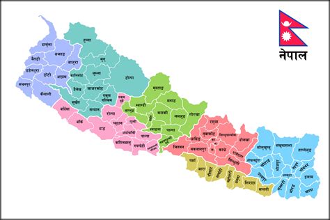 Map of Nepal with district names in Nepali for print | Clipart Nepal