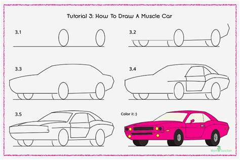 How To Draw A Muscle Car With Pictures | Posters in 2019 | Car drawing kids, Car drawings, Car ...