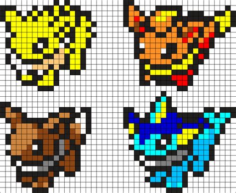 Eevee Evolutions Gen 1 Kandi Pattern | Pixel art pokemon, Pokemon bead, Pokemon pattern