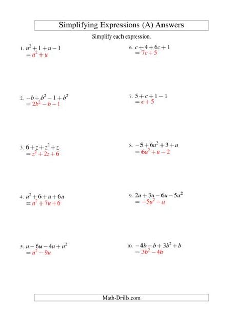 Simplifying Algebraic Expressions with One Variable and Four Terms (Addition and Subtraction) (A)