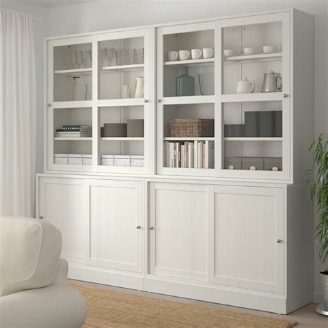 HAVSTA storage with sliding glass doors, white, 951/4x181/2x831/2" - IKEA