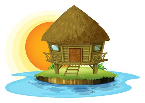 A nipa hut in an island 520554 Vector Art at Vecteezy