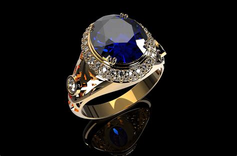 MEN RING ROYAL BLUE SAPPHIRE 3D model 3D printable | CGTrader