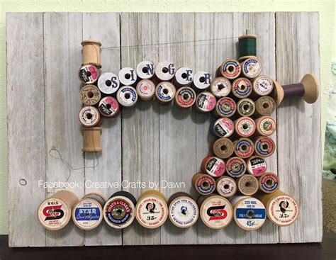 I made this thread spool art from vintage wood spools. Shaped it like a sewing machine. Cute ...