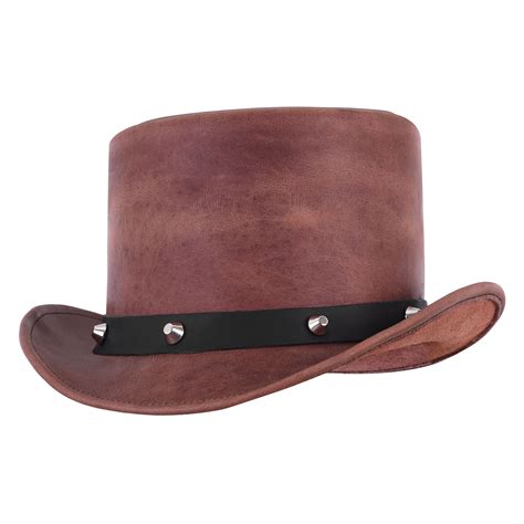 Distressed Style Classic Genuine Brown Leather Top Hat – Corvus Store