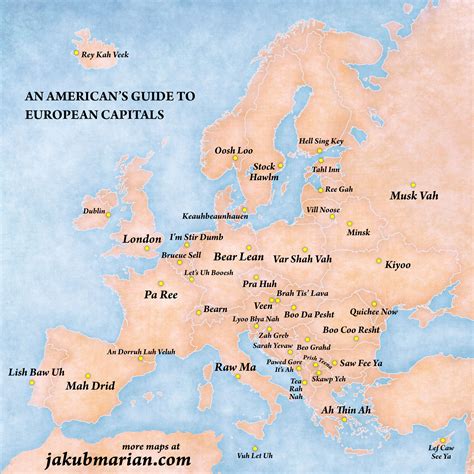 A Clever Map That Phonetically Spells Out the Names of European Capital Cities for Easy ...