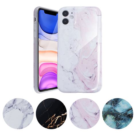 Glossy Marble Case Compatible with iPhone 11 6.1 inch (2019), Soft Flexible Slim TPU Rubber ...