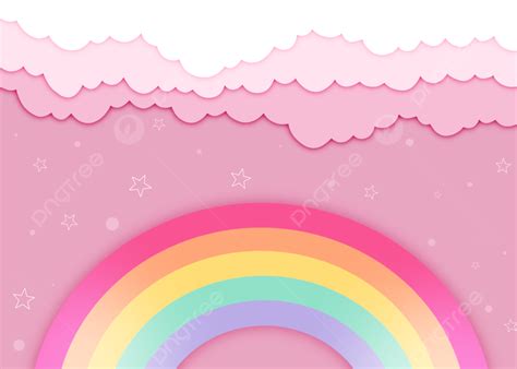 Pink Paper Cut Rainbow Clouds Background, Pc Wallpaper, Wallpaper, Pink Background Image And ...