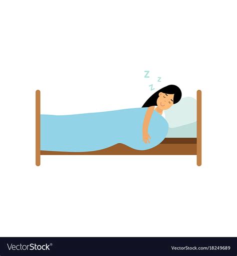 Teen brunette girl sleeping in her bed cartoon Vector Image