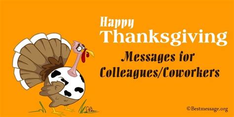 happy thanksgiving messages for colleagues and coworkers with a cartoon turkey on an orange ...