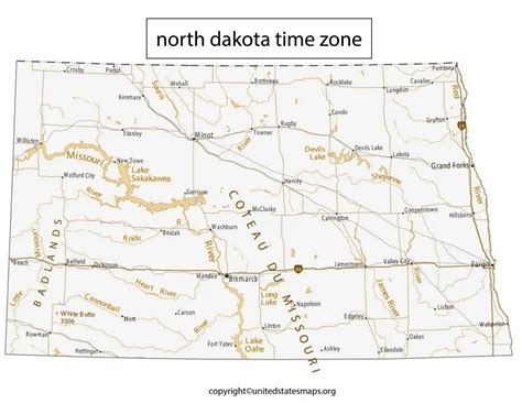 North Dakota Time Zone Map | US Time Zone Map North Dakota