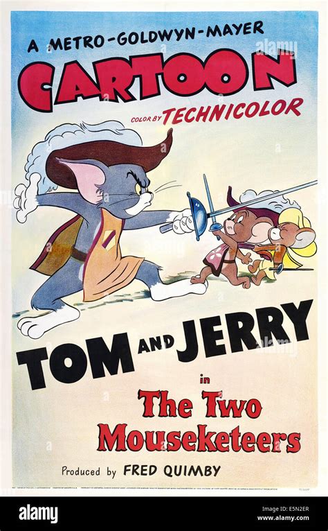 THE TWO MOUSEKETEERS, from left: Tom the Cat, Jerry the Mouse, Nibbles the Mouse, 1951 Stock ...