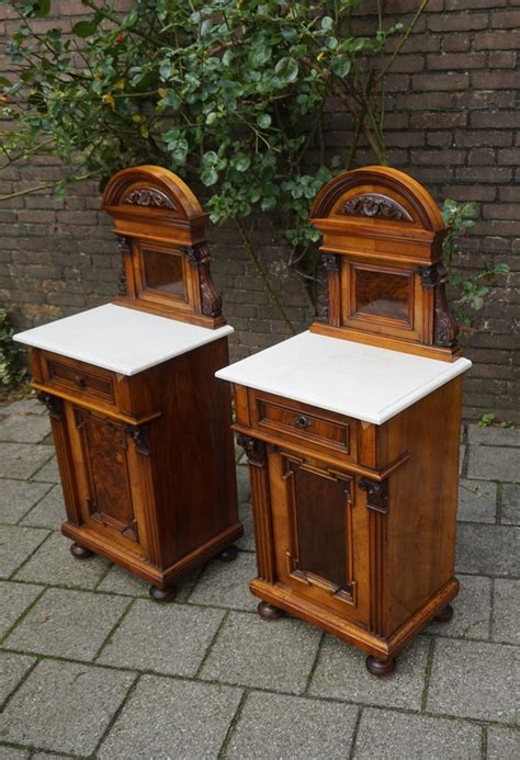 Rare Pair of Antique Victorian Night Stands / Bedside Cabinets with Marble Tops at 1stDibs ...