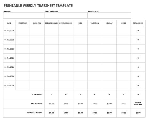 Printable Timesheets & Time Card Templates | Smartsheet