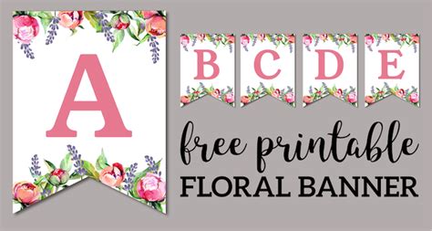 Floral Free Printable Alphabet Letters Banner - Paper Trail Design