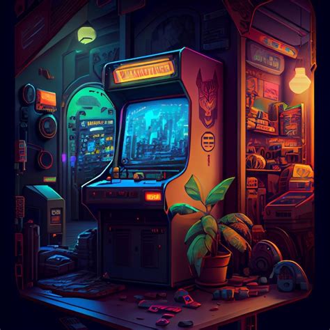 Premium Photo | Retro arcade machine gaming illustration