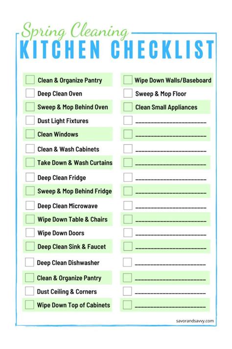 Spring Cleaning Checklist Printable