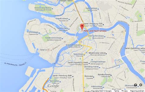 Peter and Paul Fortress on Map of St Petersburg