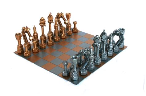 Modern Chess Set With Metal Chess Pieces, Personalized Metal Chess Set, Metal Chess Board ...