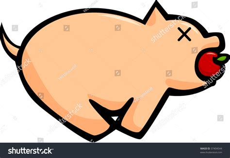 Dead Pig With Apple Stock Vector 37404544 : Shutterstock