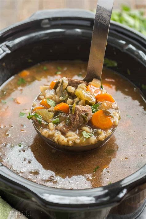 Slow Cooker Beef Barley Soup Recipe + VIDEO (crock pot)