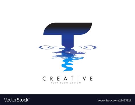 T letter logo design with water effect and deep Vector Image