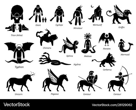 Ancient greek mythology monsters and creatures Vector Image