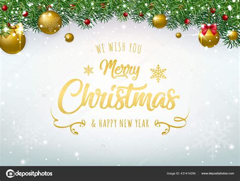 High Quality Merry Christmas Happy New Year Background Falling Snow Stock Vector by ...