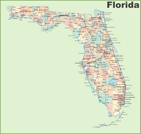 Florida road map with cities and towns - Ontheworldmap.com