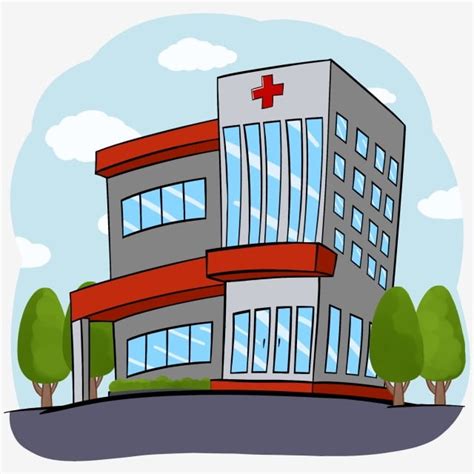 Commercial Building Clipart Transparent PNG Hd, Medical Hospital Building Hand Drawn Can Be ...