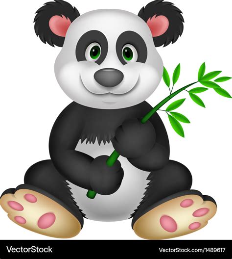 Giant panda cartoon eating bamboo Royalty Free Vector Image