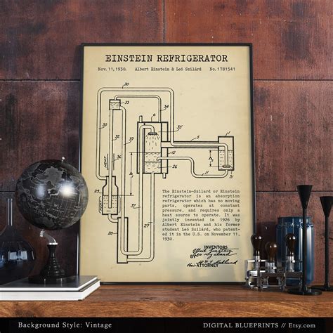 Einstein Refrigerator Patent Print Mad Scientist Decor | Etsy