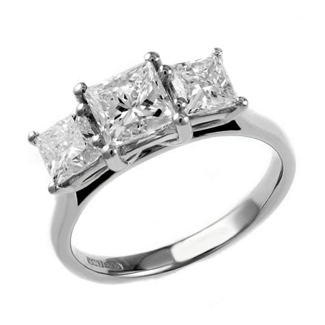 Platinum 2.13ct EGL princess cut diamond 3 stone ring - Jewellery from Mr Harold and Son UK