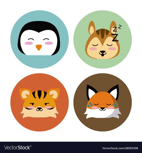 Cute animals round icons Royalty Free Vector Image