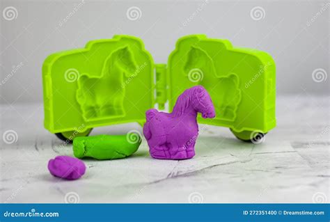 Different Color Play Dough with Molds on Wooden Table. Stock Photo - Image of dough, group ...